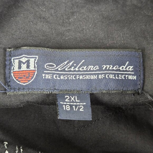 Milano Moda Size 2XL Button Up Shirt Black with White Brown Embroidery - Picture 10 of 13